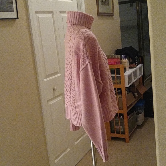 ATM baby pink thick ribbed cropped sweater size small- - Picture 2 of 9